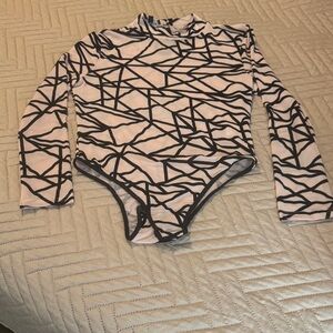 Parisian Works Black and Nude Geometric Bodysuit